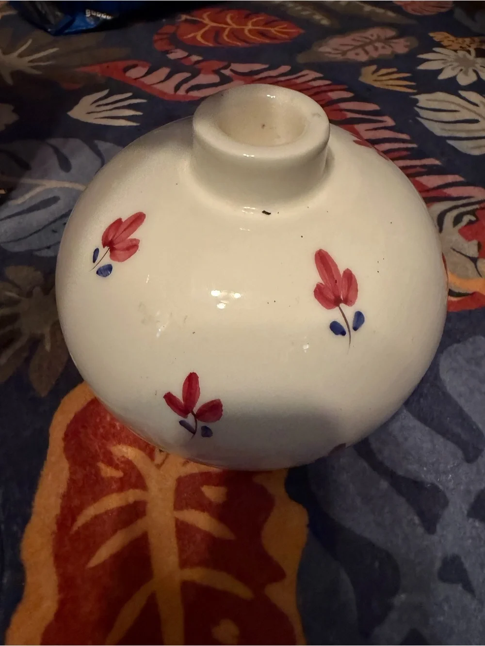 Vintage Hand Painted Ceramic Taper Candle Holder Floral Cottagecore Farmhouse